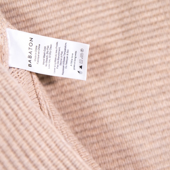 Babaton Aritzia Guell Merino Wool Cashmere Knit Turtleneck Sweater Heather Camel - Picture 3 of 4